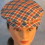 Flat Cap in Orange Navy Plaid - front top female