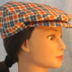 Flat Cap in Orange Navy Plaid - right female
