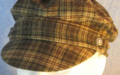 Release – Fisherman Cap in Cream Green Brown Plaid Wool