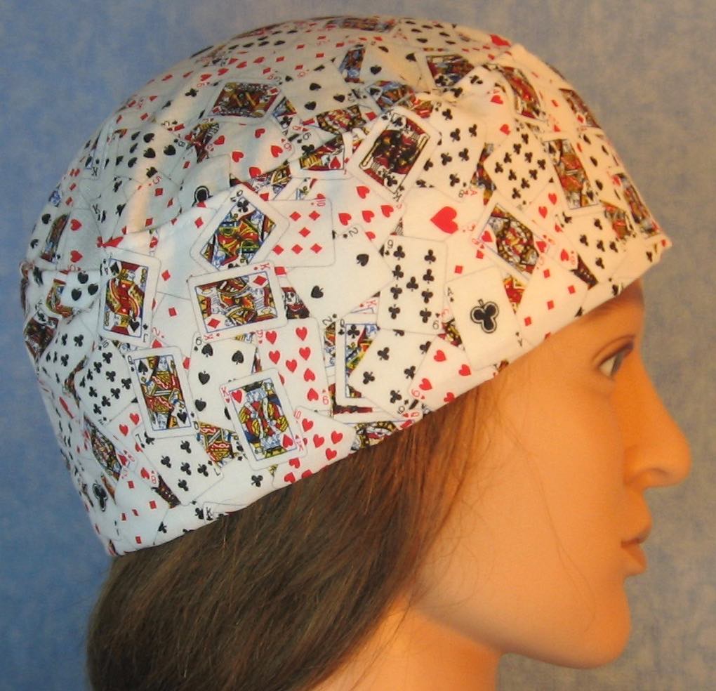 Skull Cap In Playing Cards On White Adult M Creative Headwear