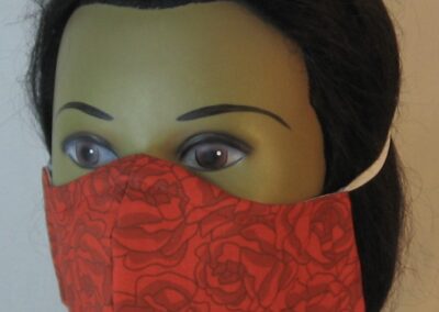 Face Mask Red Rose Gray Lined-left