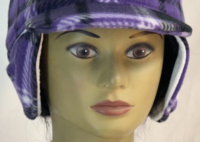 Military Patrol in Purple Black White Plaid with Inner Ear Flap White-front