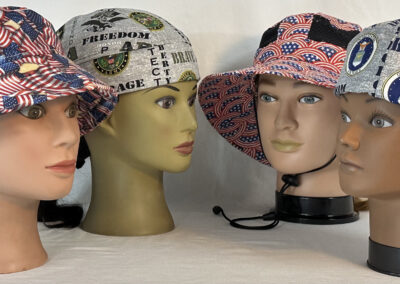 Patriotic Bucket, US Army Do Rag, Patriotic Boonie, and US Air Force Welding Cap 070225