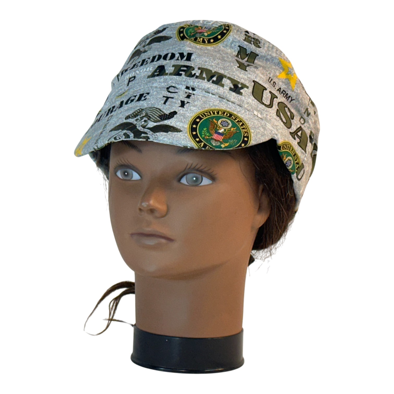 Welding Cap in US Army Freedom Courage Brave Yellow Star - front left