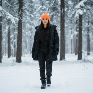 Beanie in Orange Anti Pill- model