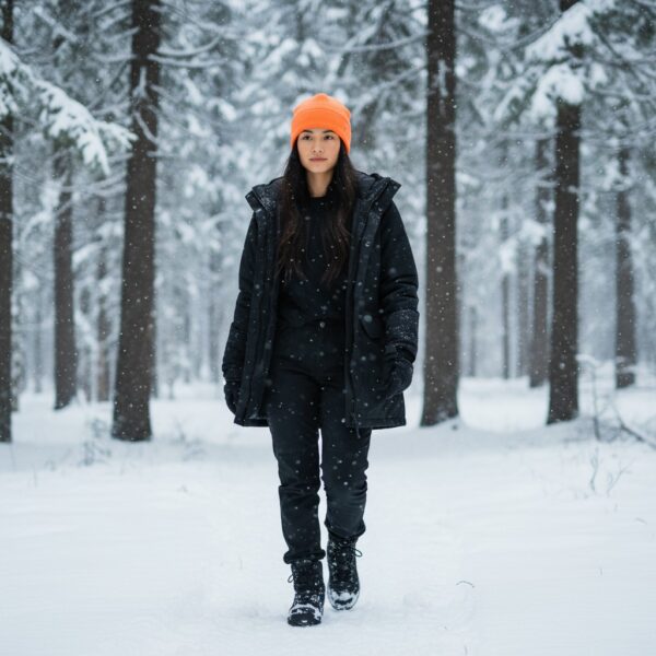 Beanie in Orange Anti Pill- model