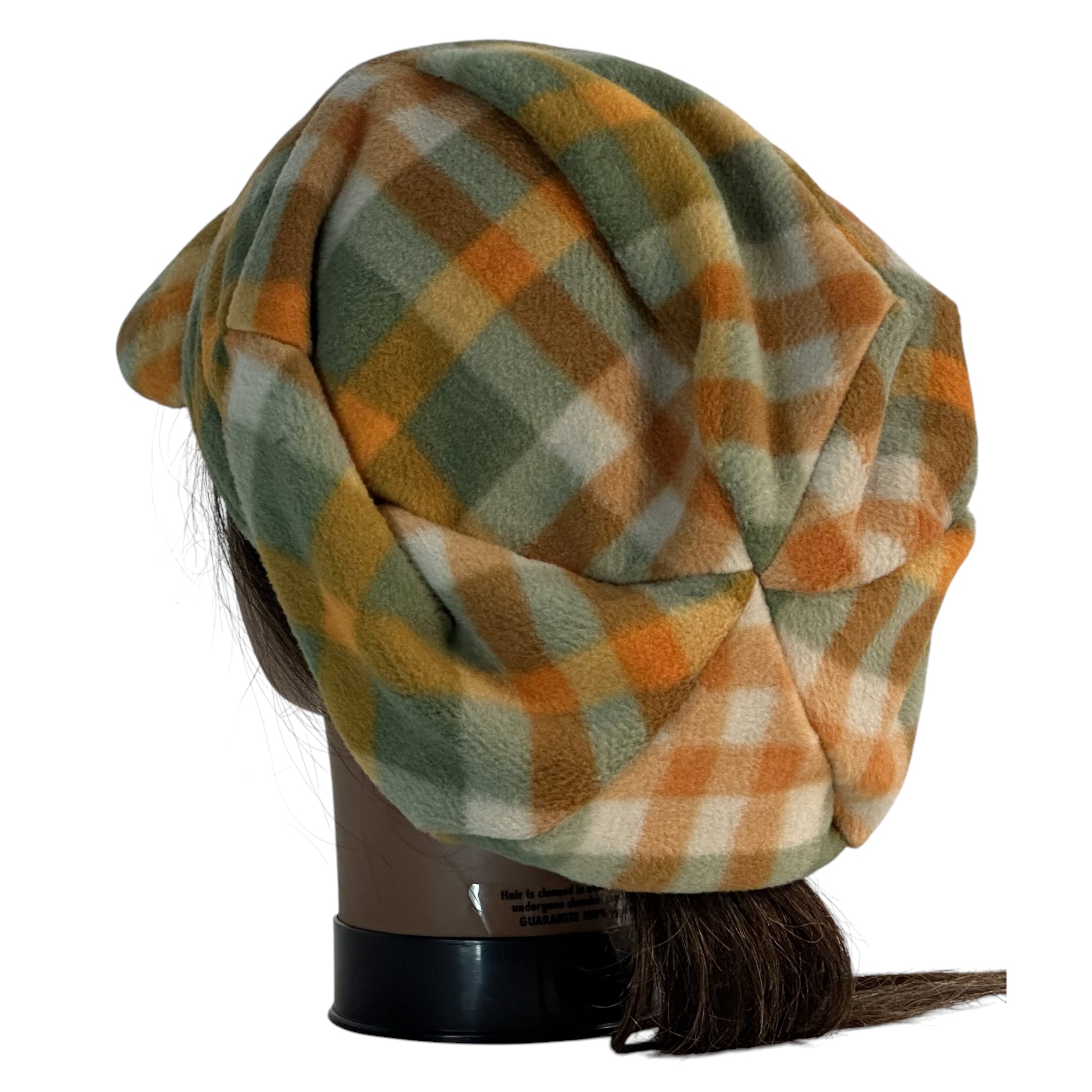 Newsboy in Orange Olive Tan Cream Plaid - back