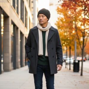 Beanie in Black Sweater Knit-Model
