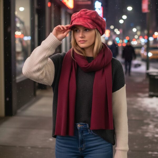 Newsboy in Red Rose Pink Squares - model