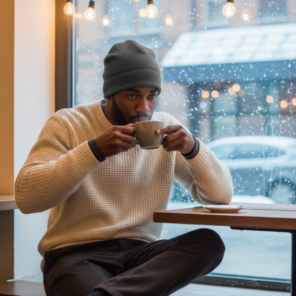 Beanie in Dark Gray - Model
