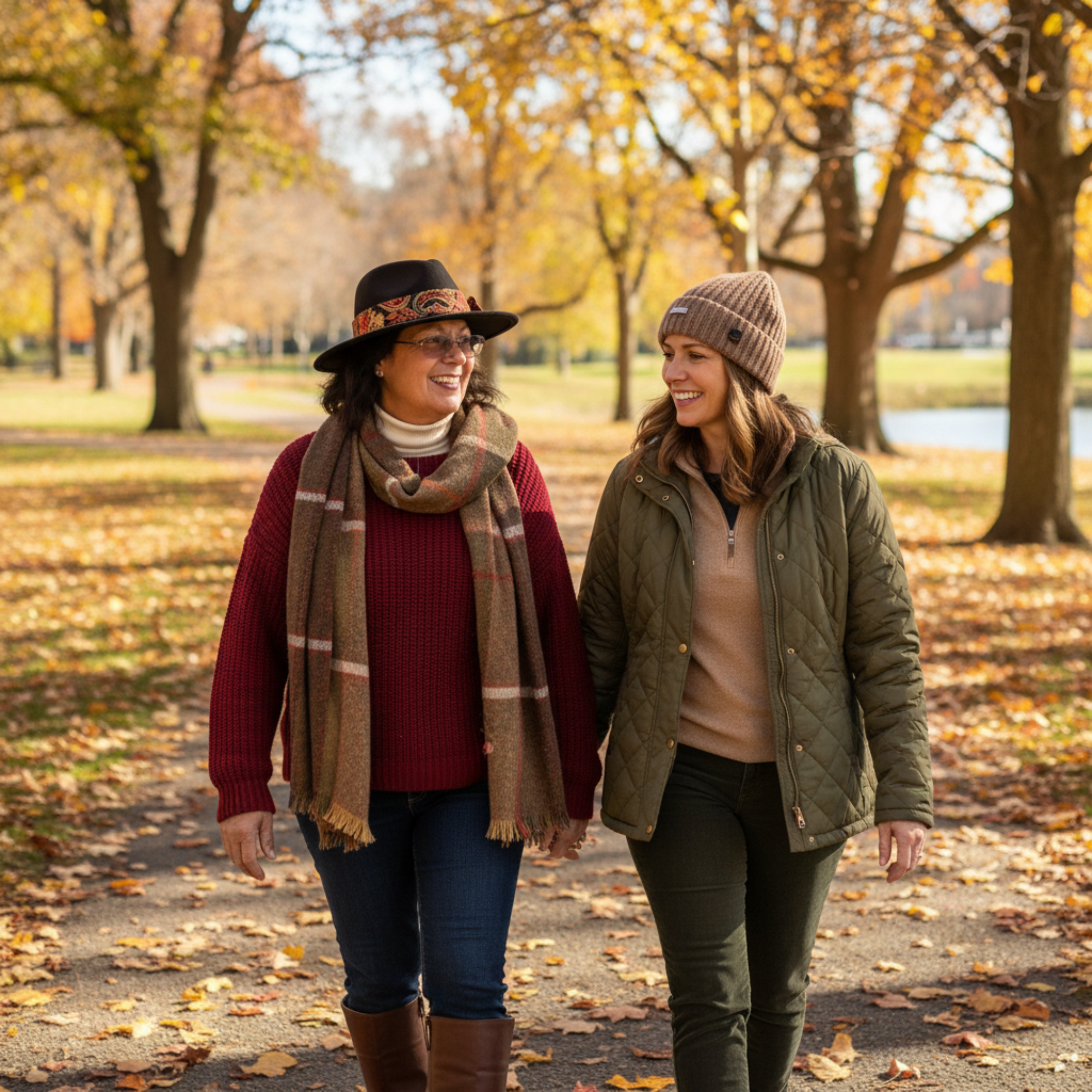 Woman wearing cowboy hat with paisley floppy band while walking in park Cowboy Hat with Paisley Floppy Band – Everyday Wear