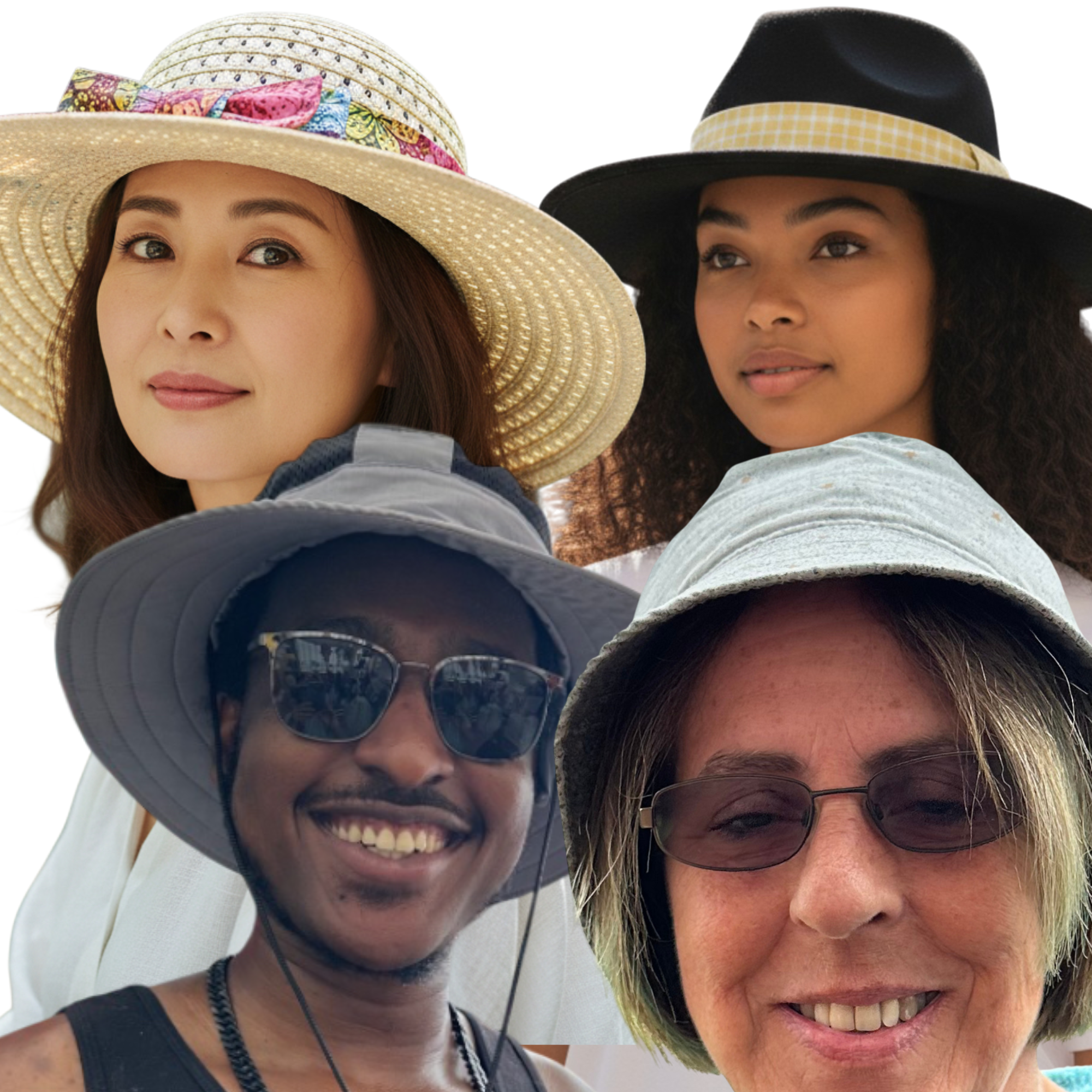 People wearing handcrafted boonie, floppy, cowboy, and bucket hats designed for comfort and everyday wear
