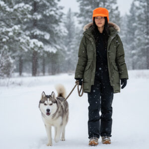 Military Patrol in Orange Neon Anti Pill Fleece - Model