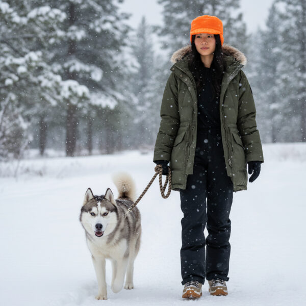 Military Patrol in Orange Neon Anti Pill Fleece - Model