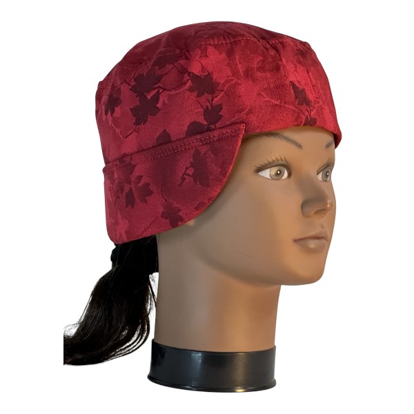 Welding Cap in Burgundy Leaves on Motley Burgundy - right