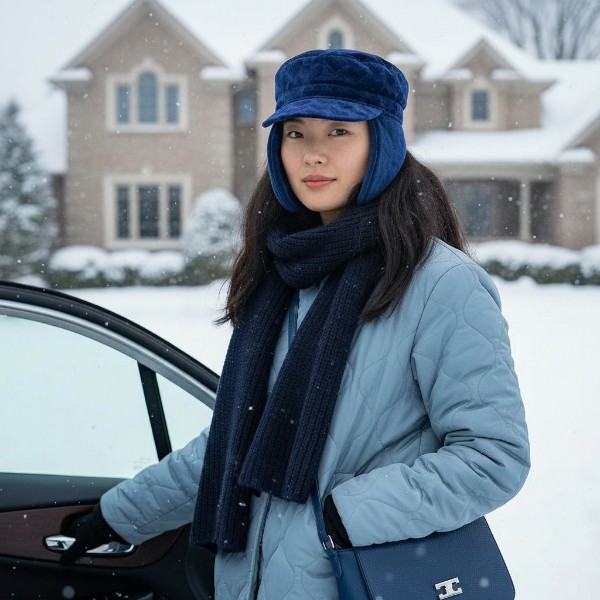 Military Patrol in Blue Heart Fleece - model
