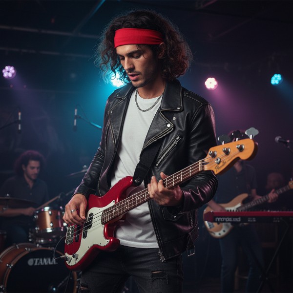Headband in Red Jersey Bamboo in Narrow - model