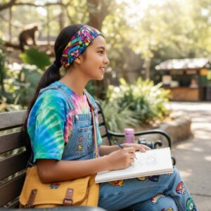 Headband in Bold Colors Abstract Triangles ZigZags in Narrow-model youth