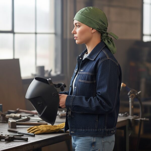 Hair Bag in Sage Green Nomex-model