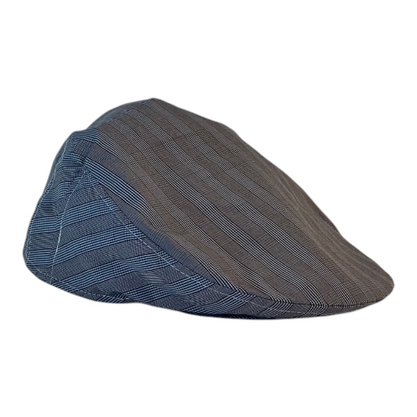 Ivy Flat Cap in Charcoal Blue Gray Plaid Shirting-front right
