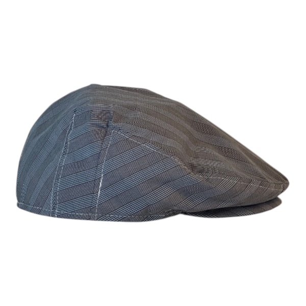 Ivy Flat Cap in Charcoal Blue Gray Plaid Shirting-right