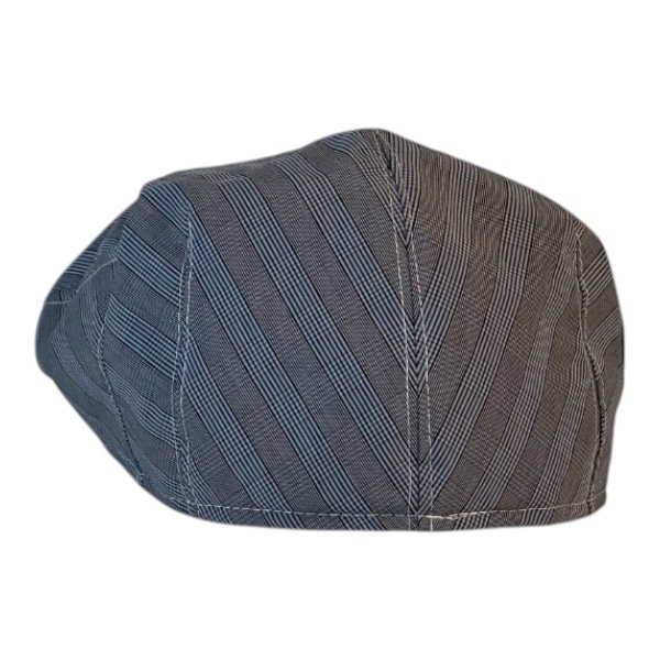 Ivy Flat Cap in Charcoal Blue Gray Plaid Shirting-back