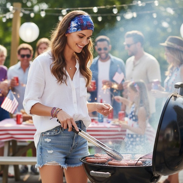 Headband in Red White Blue American Flag Parts - model