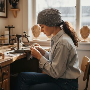 Welding Cap in Gray Gradient with Mustard Yellow Stars - model