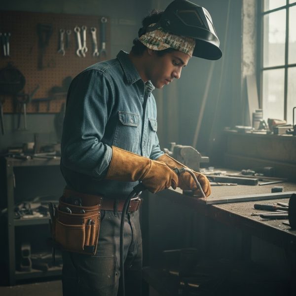 Welding Cap in Snowcapped Mountains Trees on Wood - model - fixed