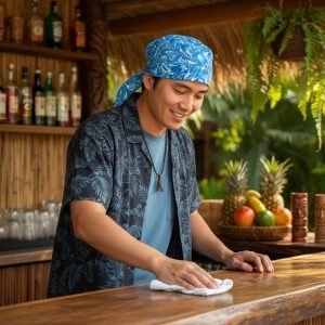 Do Rag in Blue Light Blue Oily Outlined Splashes - model