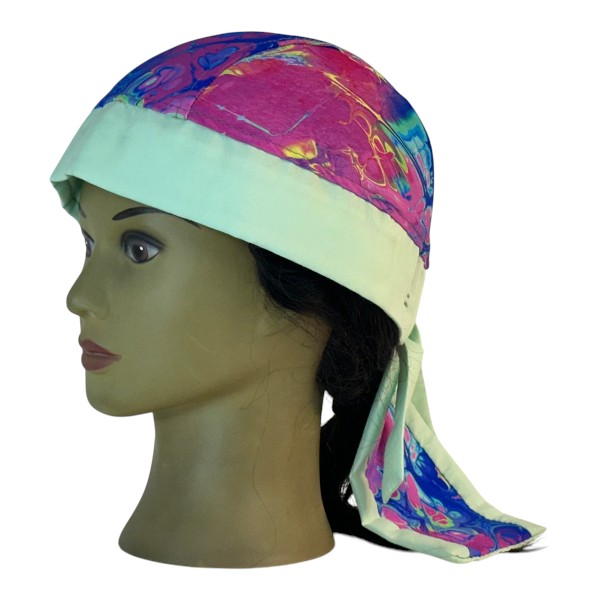 Do Rag in Glacier Rainbow Lava Pink Blue Yellow Band Green - front left