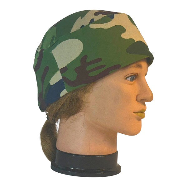 Skull Cap in Green Brown Navy Tan Camo - right