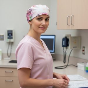 Skull Cap in Pink Leopard Flowers Yellow Animal - model