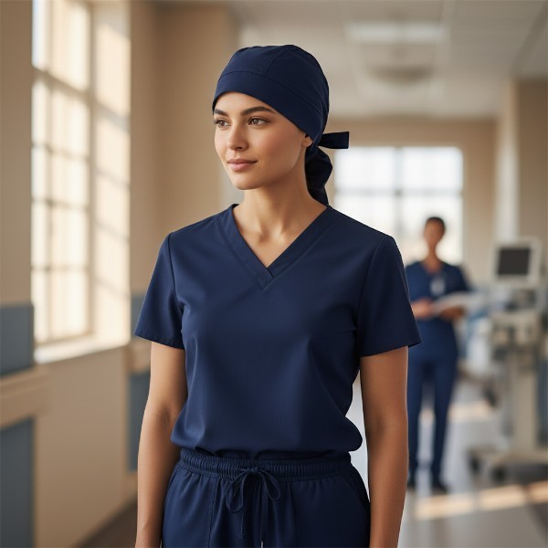 Hair bag in Navy - model