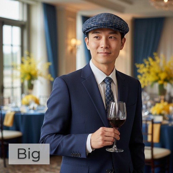 Ivy-Flat-Cap-in-Double-White-Stipe-Navy-Window-Pane-model - big